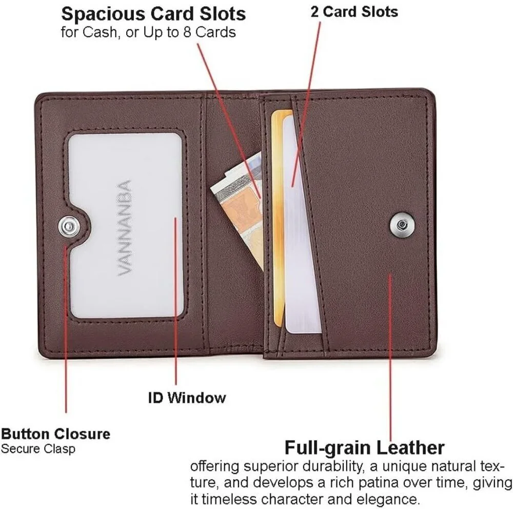 Men's Brown Genuine Leather Credit Holder Pocket Bifold Wallets Card Design